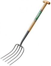 Manure Fork - 5 Tined Wooden T Handle